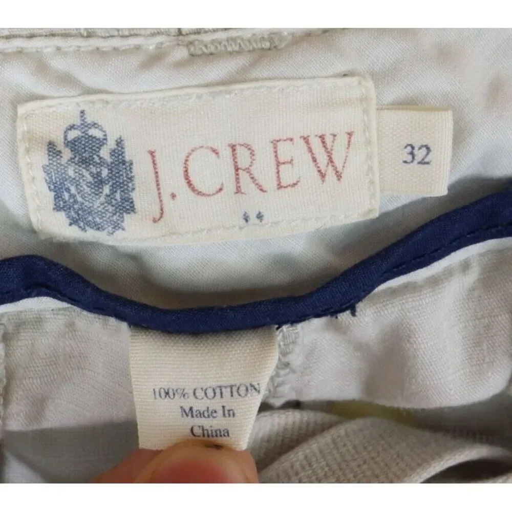 J. Crew Chino Shorts‎ Mens Size 32 Ivory 100% Cotton Pockets Drawstring Waist